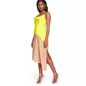 Cushnie for Target Neon Yellow and Rose Gold Colorblock Dress NWT size 6